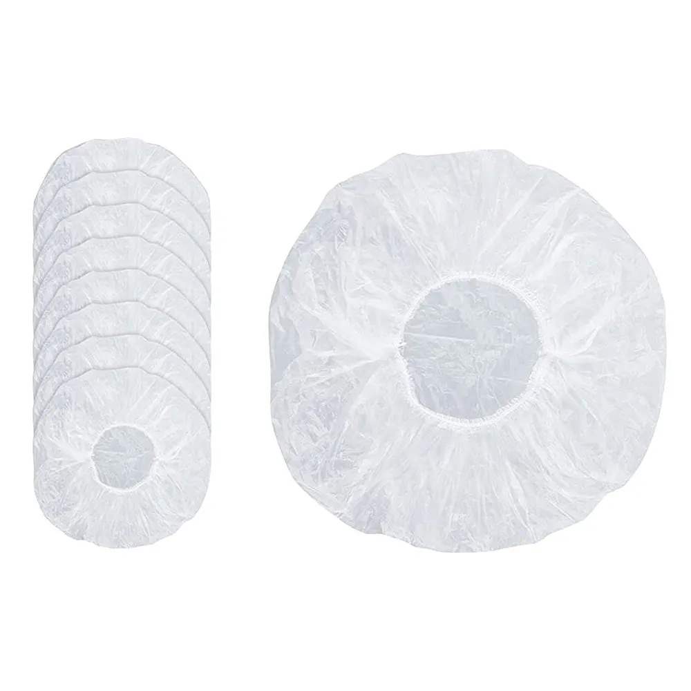 8 Pack Disposable Shower Caps Plastic Clear Hair Cap Bath Hat Hotel Travel Salon