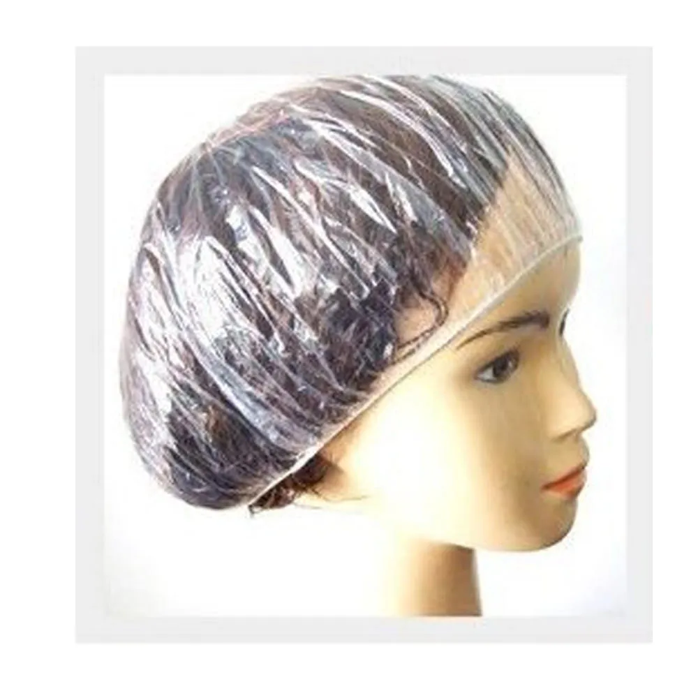 8 Pack Disposable Shower Caps Plastic Clear Hair Cap Bath Hat Hotel Travel Salon