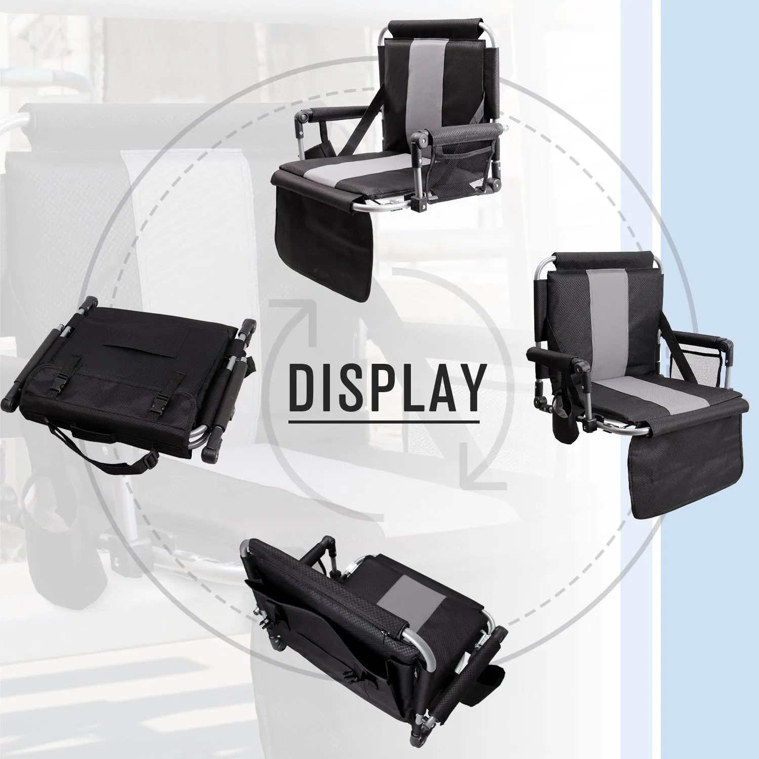 Alpha Camp Folding Portable Stadium Seat Chair for Bleachers with Arm Rest