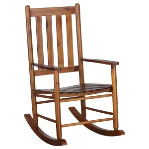 Annie Slat Back Solid Wood Rocking Chair Golden Brown