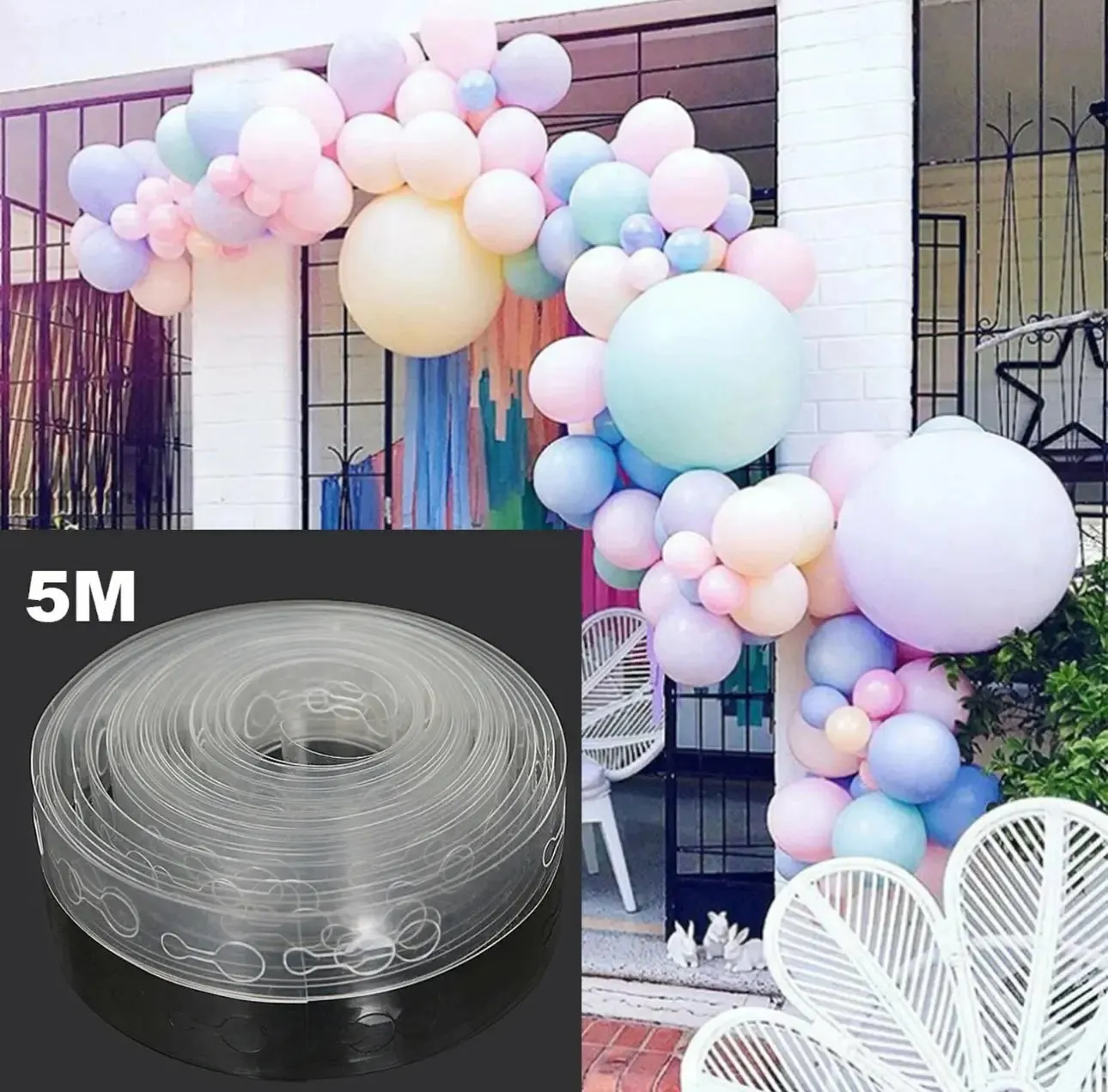 BALLOON CHAIN GARLAND & ARCH DECORATING SINGLE STRIP RIBBON