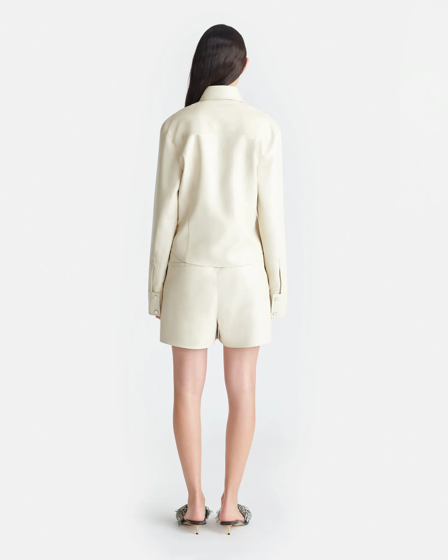 Bogna - Okobor Alt-Leather Shirt Jacket - Chalk