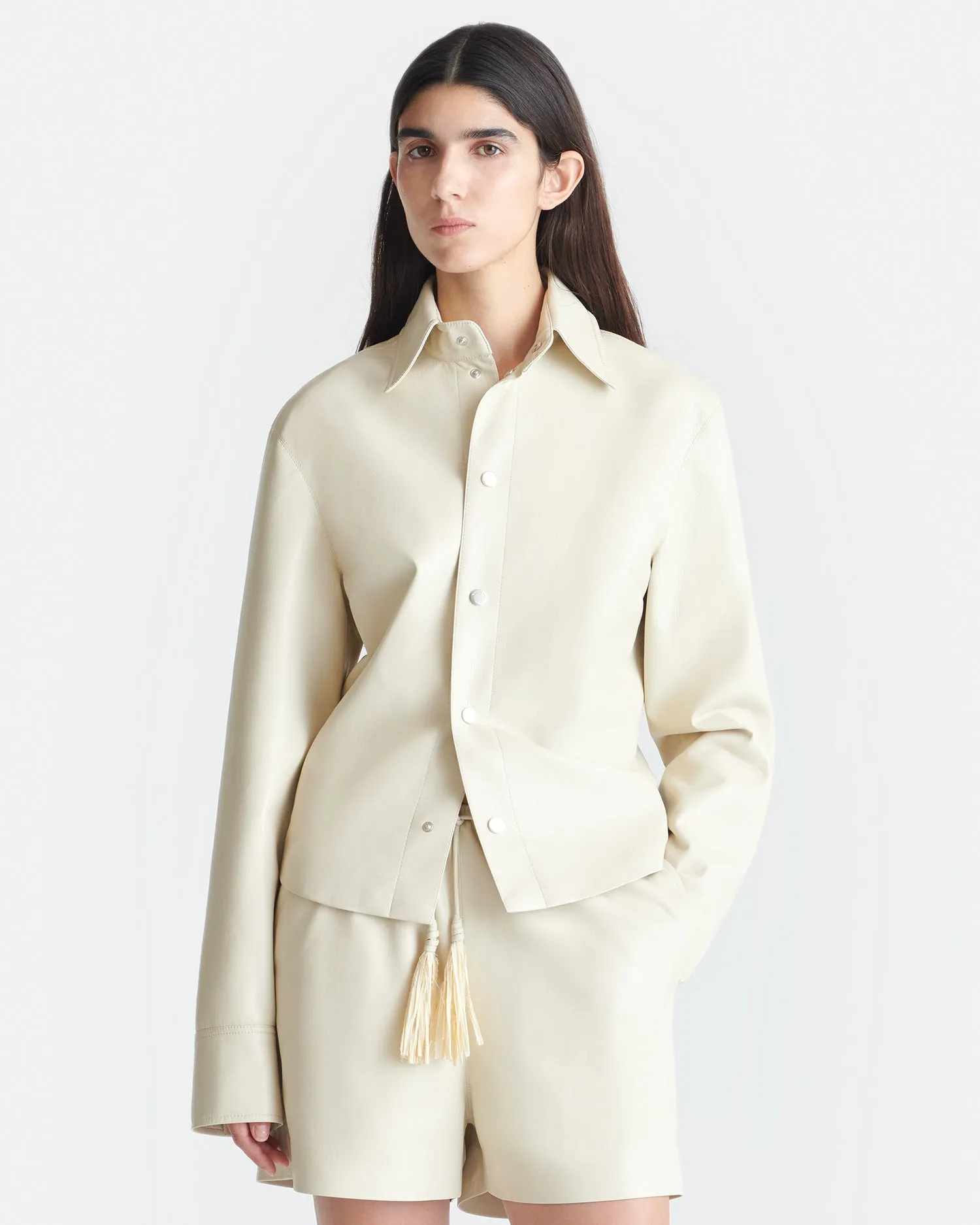 Bogna - Okobor Alt-Leather Shirt Jacket - Chalk