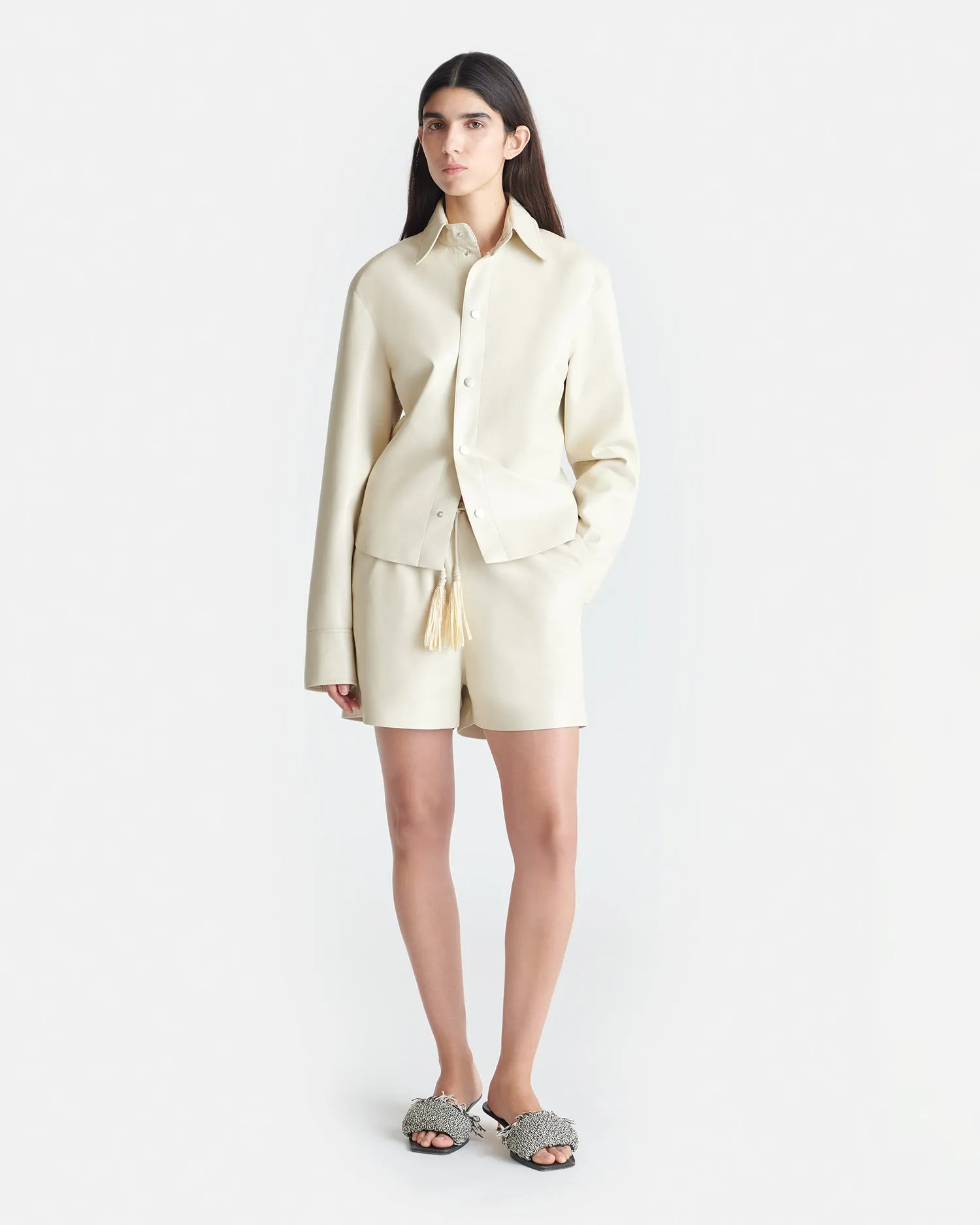 Bogna - Okobor Alt-Leather Shirt Jacket - Chalk
