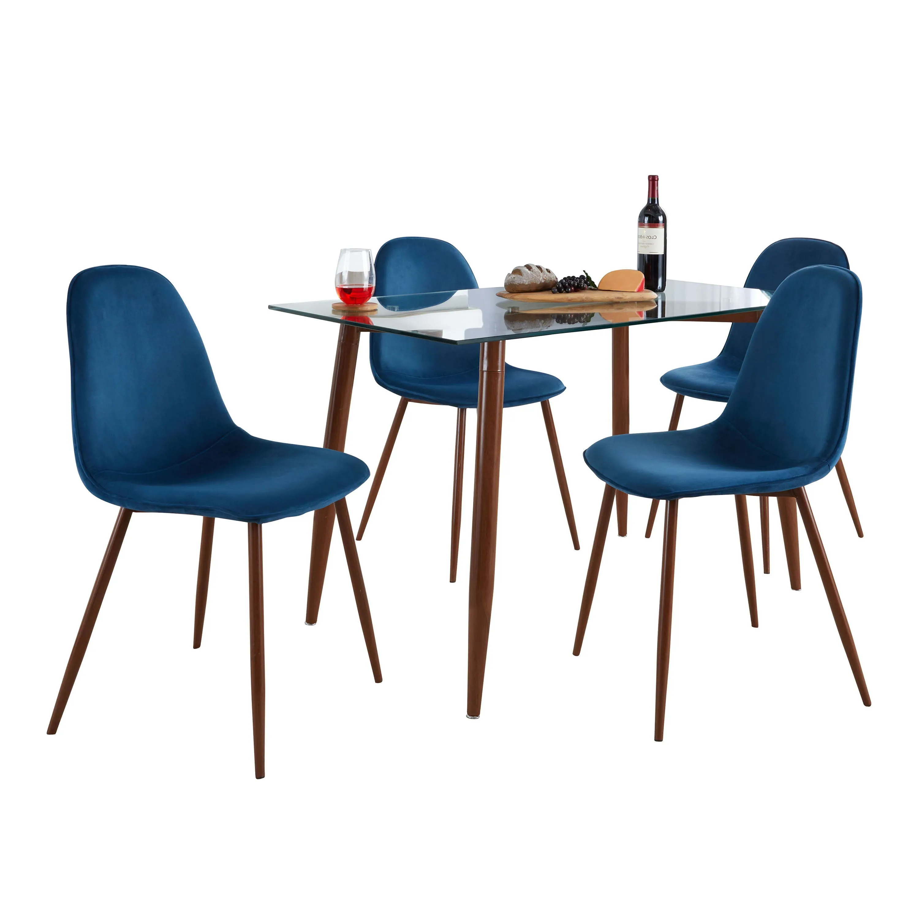 Clara Pebble - 5 Piece Mid Century Modern Elegant Dining Set by Couch.com