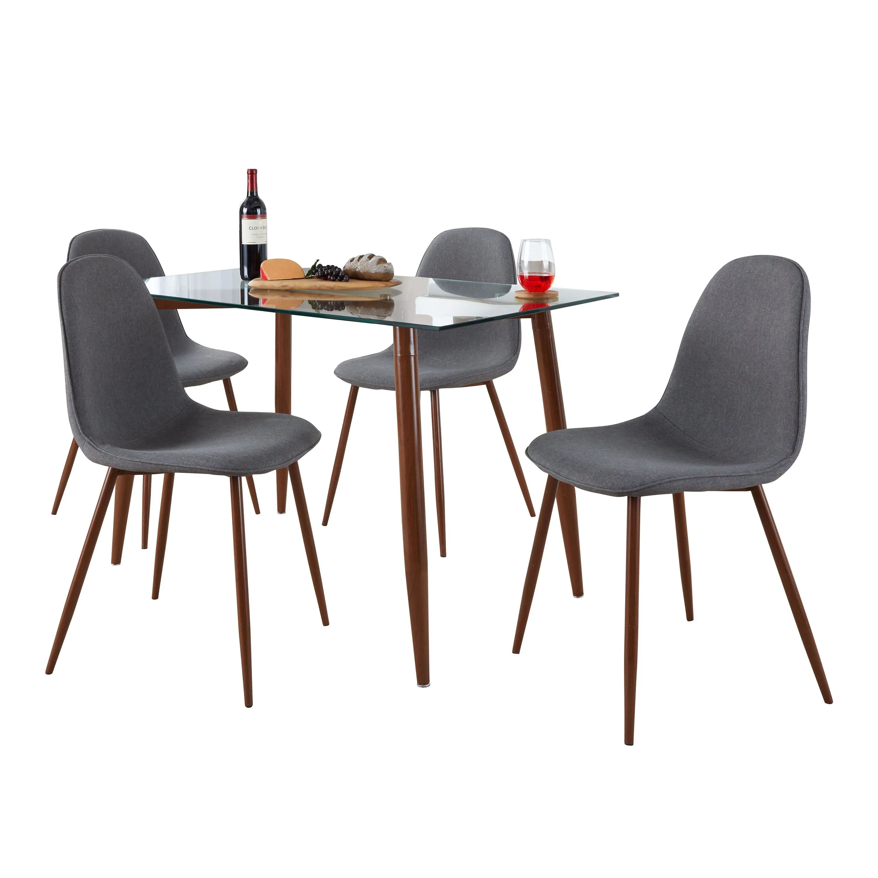 Clara Pebble - 5 Piece Mid Century Modern Elegant Dining Set by Couch.com