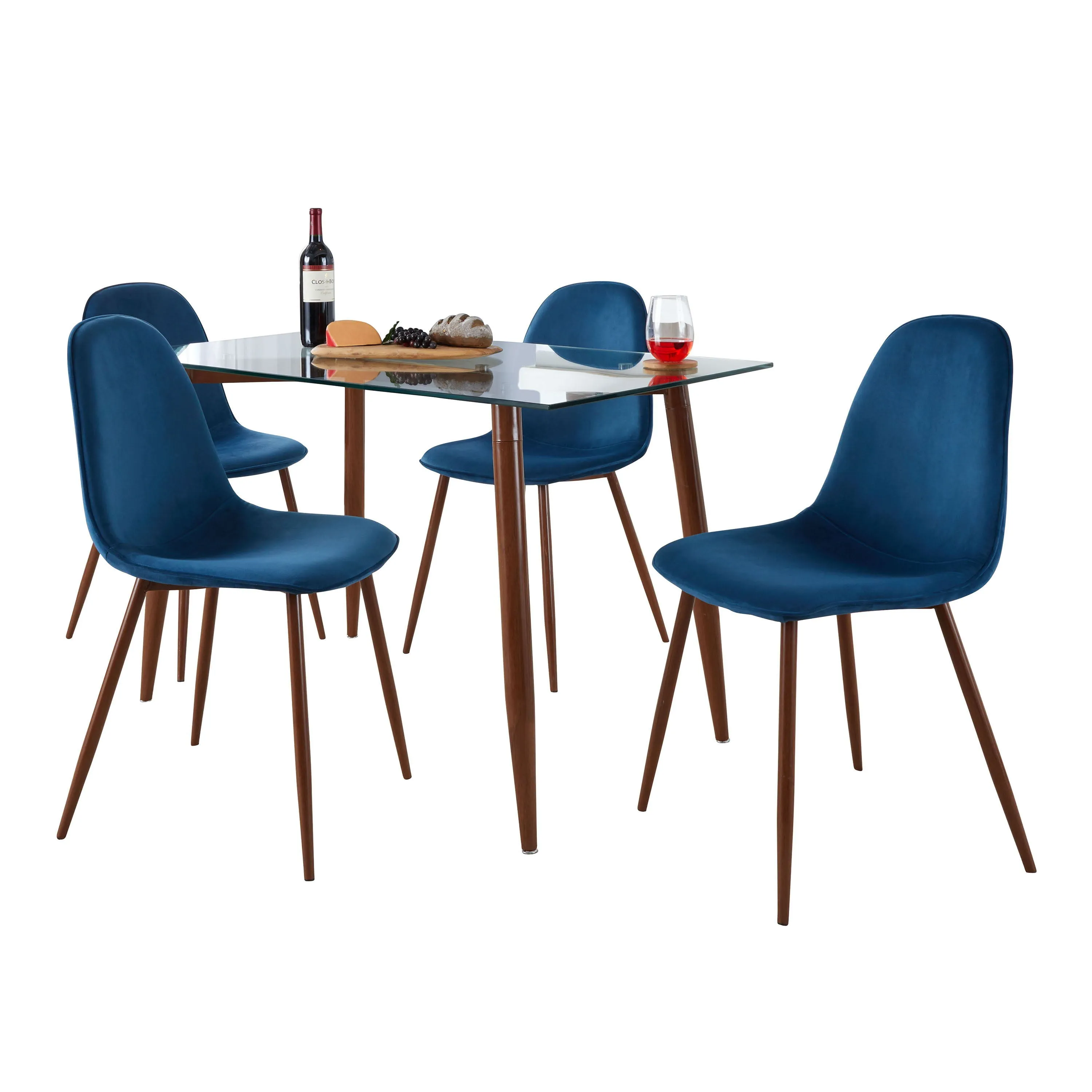 Clara Pebble - 5 Piece Mid Century Modern Elegant Dining Set by Couch.com