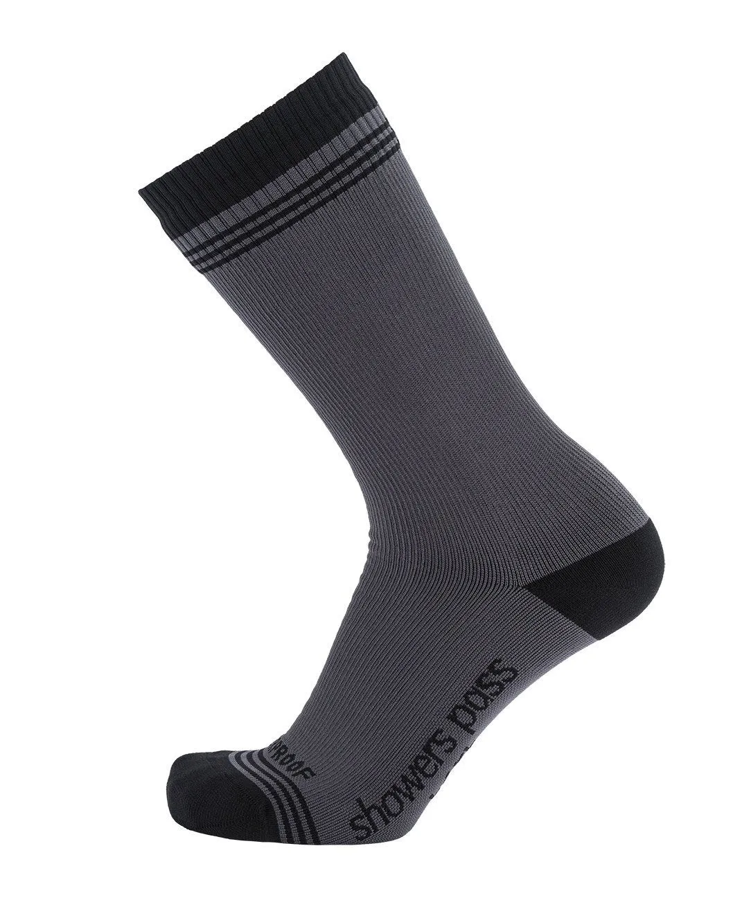 Crosspoint Waterproof Wool Crew Socks Grey/Black by Showers Pass