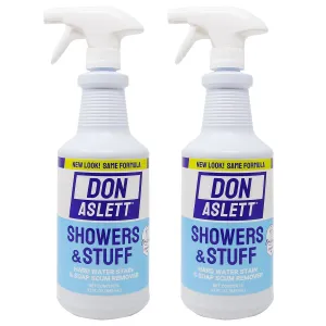 Don Aslett Showers And Stuff Cleaner 2 Pack – Professional Strength Hard Water Stain And Soap Scum Remover