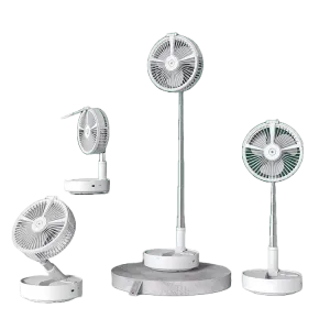 Folding Portable Rechargeable Travel Fan - Cruise Essentials | Built-in Humidifier | 185 Oscillation | Remote Control | Rechargeable Battery
