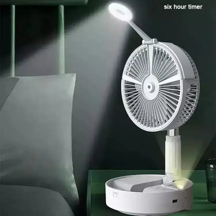 Folding Portable Rechargeable Travel Fan - Cruise Essentials | Built-in Humidifier | 185 Oscillation | Remote Control | Rechargeable Battery