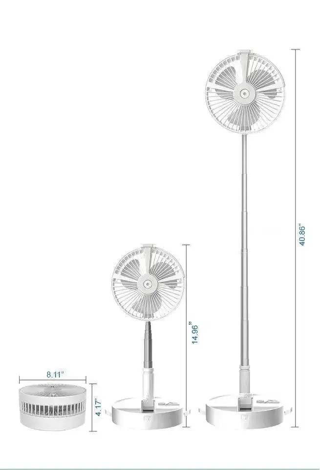 Folding Portable Rechargeable Travel Fan - Cruise Essentials | Built-in Humidifier | 185 Oscillation | Remote Control | Rechargeable Battery