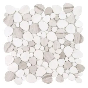 Light Wood Grain Italian White - Shaved Pebble Tile