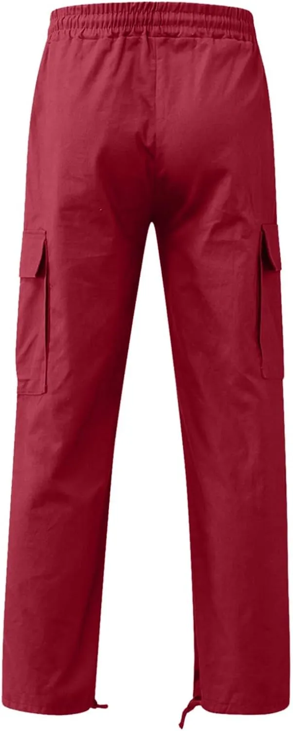 Mens Outdoor Cargo Pants Tactical Hiking Pants Baggy Workout Joggers Wide Leg Stretchy Jeans Loose Fit Trousers