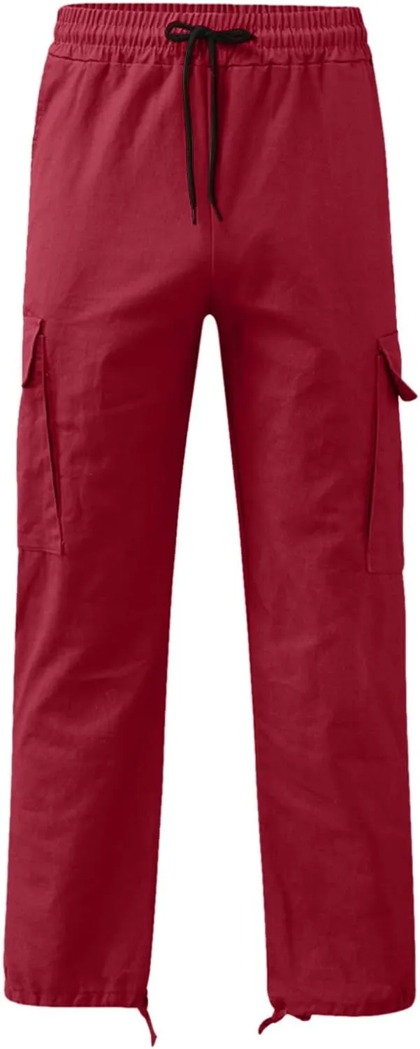 Mens Outdoor Cargo Pants Tactical Hiking Pants Baggy Workout Joggers Wide Leg Stretchy Jeans Loose Fit Trousers