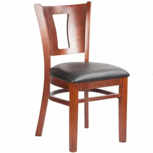 MK6332 Slotted Wooden Back Side Chair with Dark Mahogany Finish