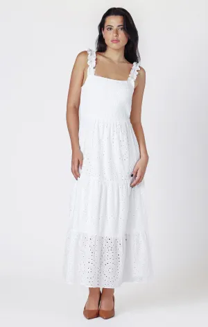 Room 34 Eyelet Maxi Dress || White