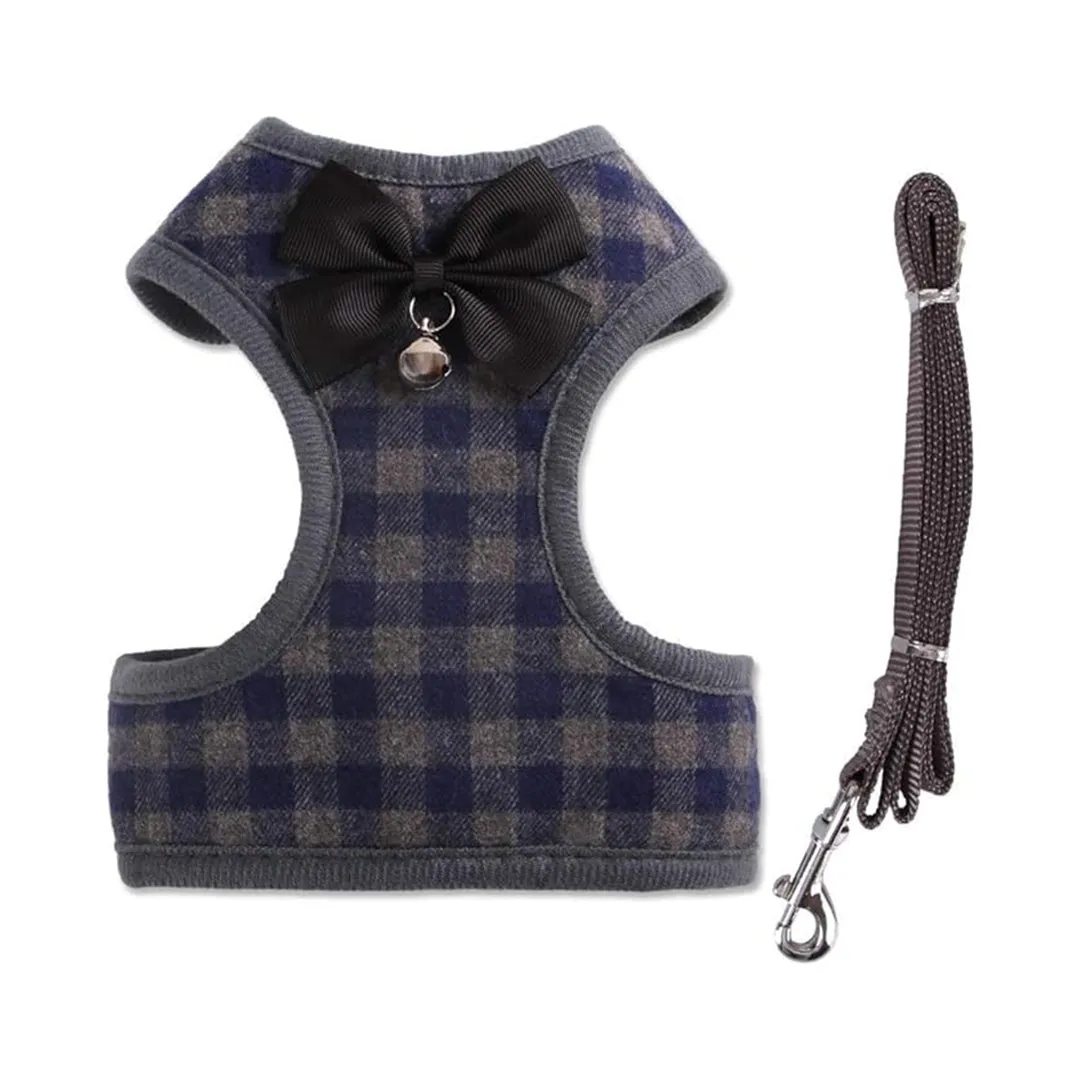 Small Dog Harness and Leash Set with a Charming Bowknot