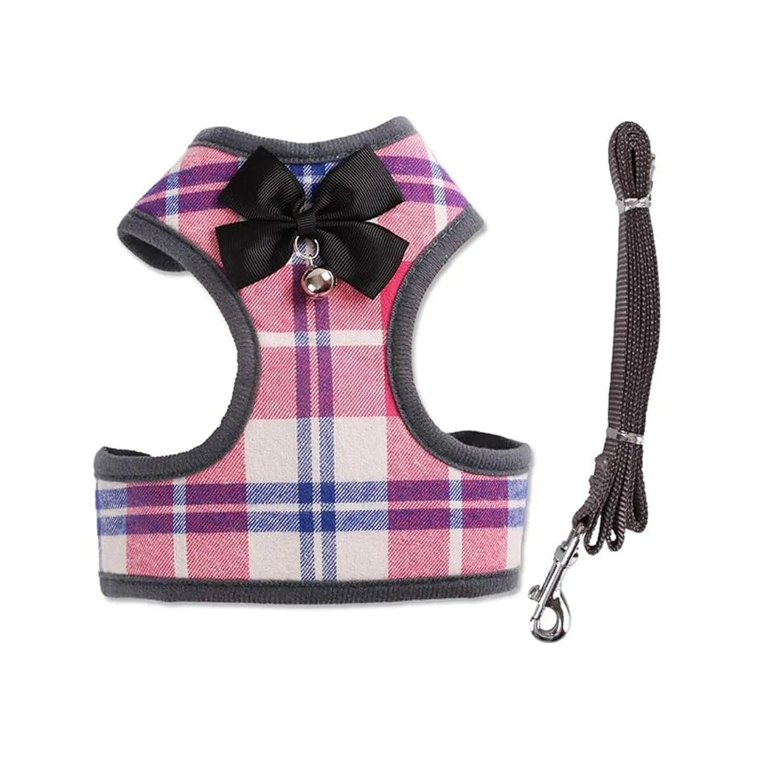 Small Dog Harness and Leash Set with a Charming Bowknot
