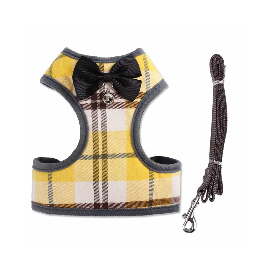 Small Dog Harness and Leash Set with a Charming Bowknot