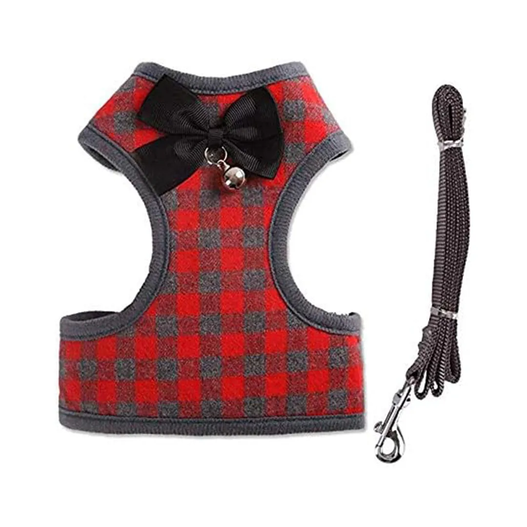 Small Dog Harness and Leash Set with a Charming Bowknot