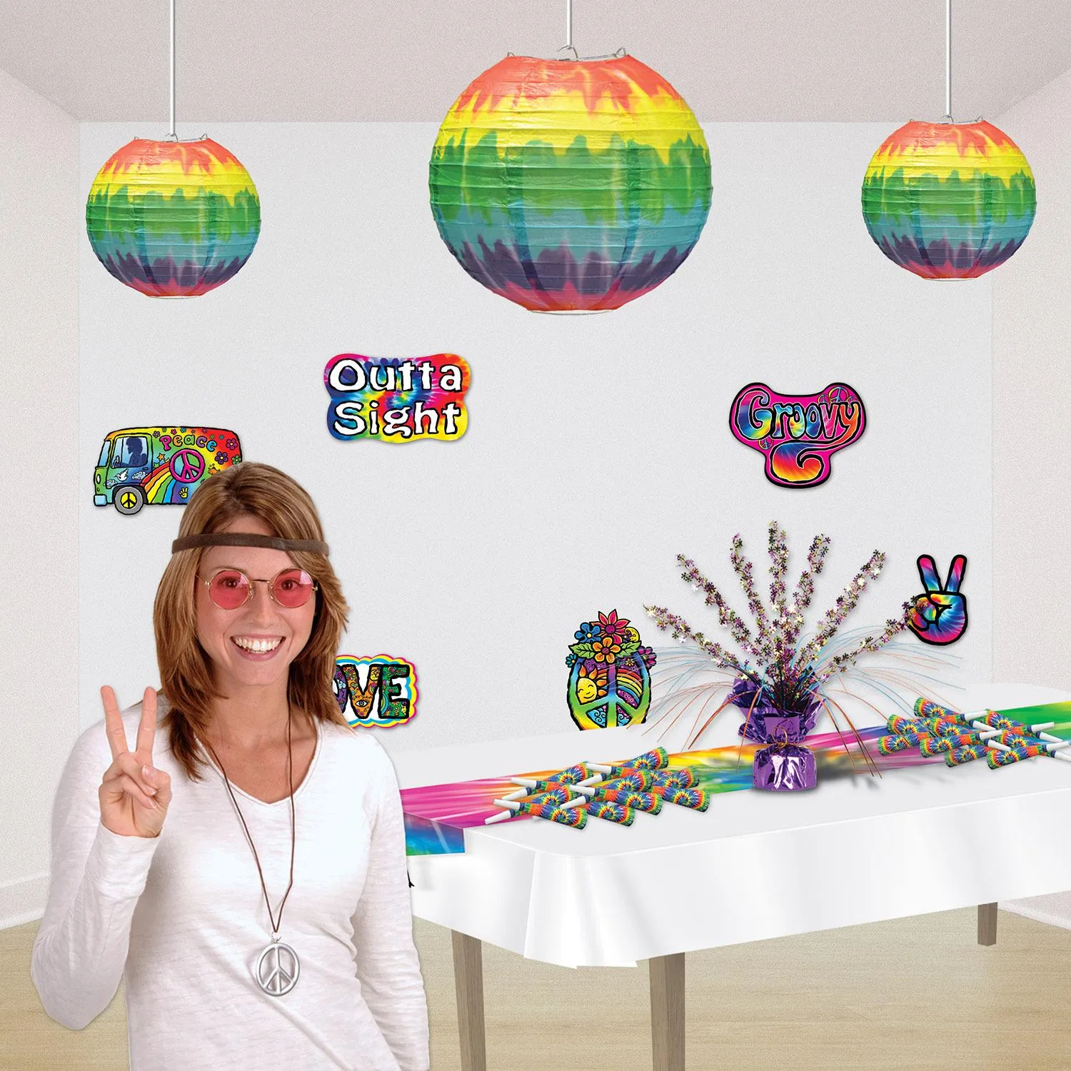 Tie-Dyed Party Paper Lanterns (3 per Package)