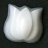 Tulip Cabochon, opaque chalk white glass. West Germany. 12x12mm. Pkg 2. b5-428e