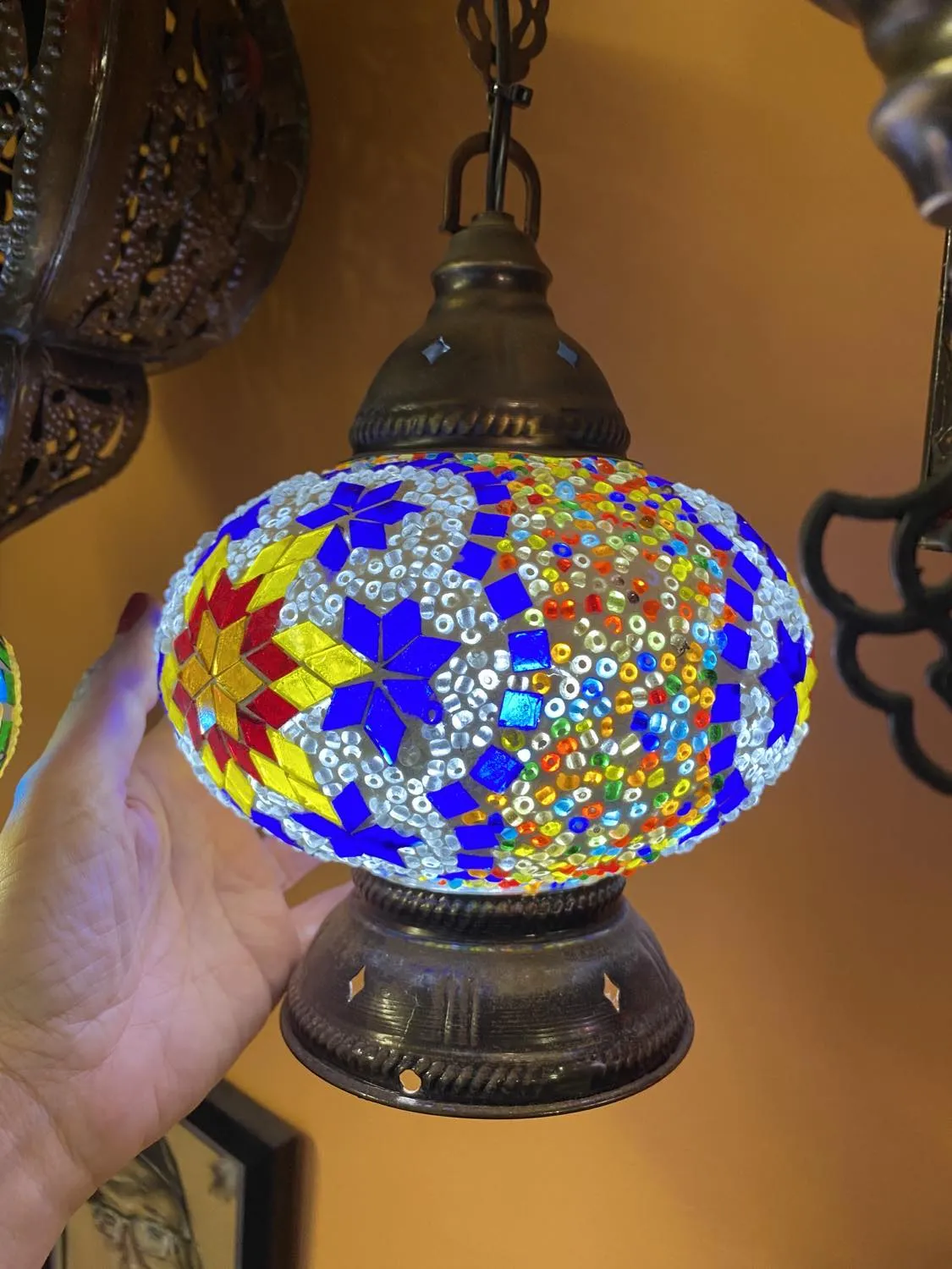Turkish Mosaic Hanging Lantern Medium