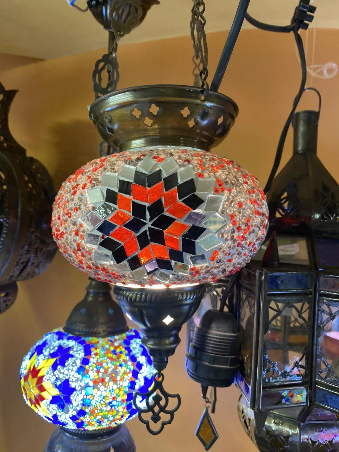 Turkish Mosaic Hanging Lantern Medium