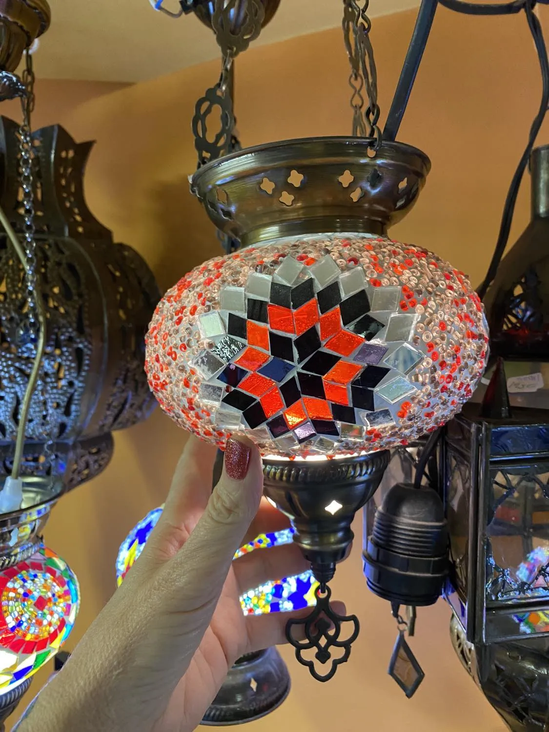 Turkish Mosaic Hanging Lantern Medium