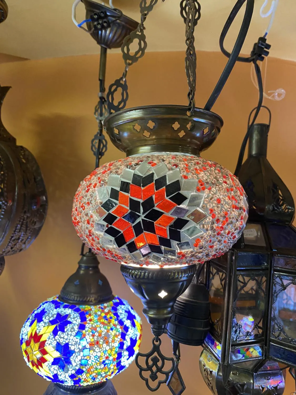 Turkish Mosaic Hanging Lantern Medium